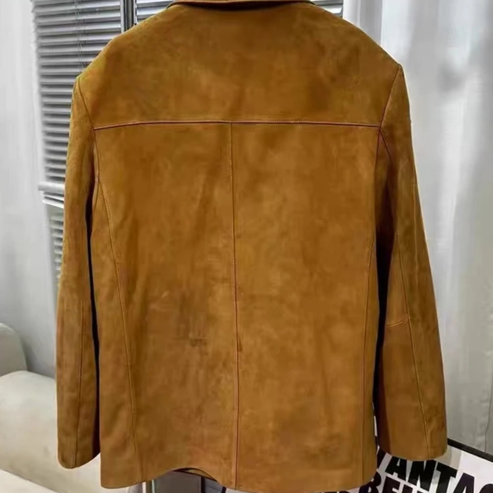 Vintage Brown Kid Suede Jacket for Women(kid suede sheepskin) - Picture 4 of 7